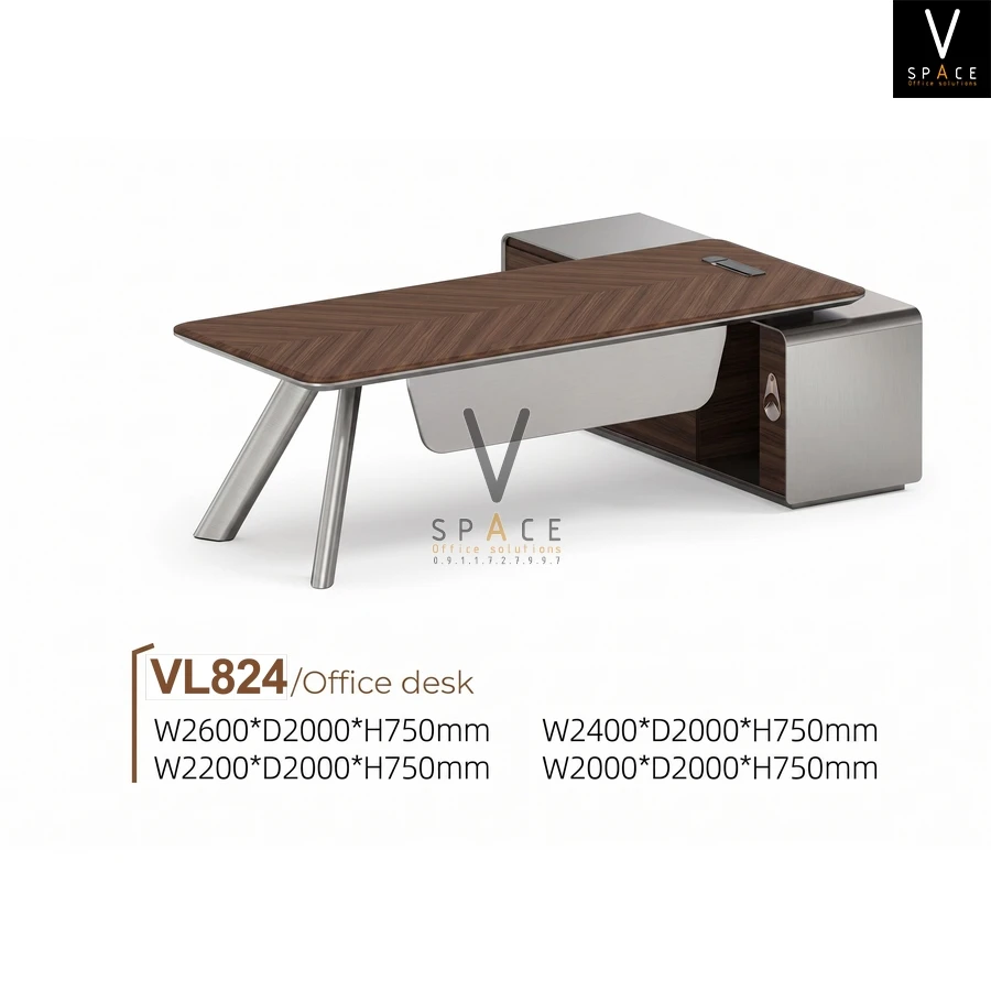 Bàn giám đốc chân sắt nhập khẩu Top Plus VK824