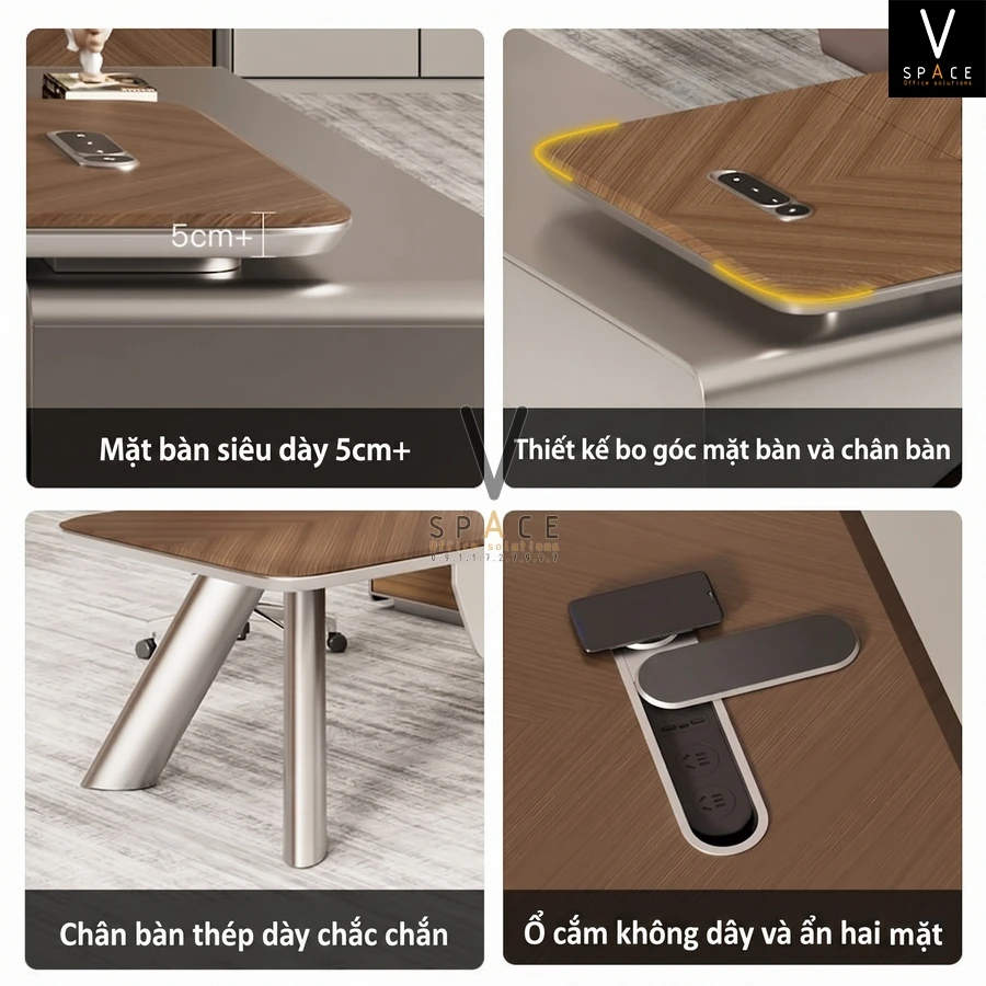 Bàn giám đốc chân sắt nhập khẩu Top Plus VK824