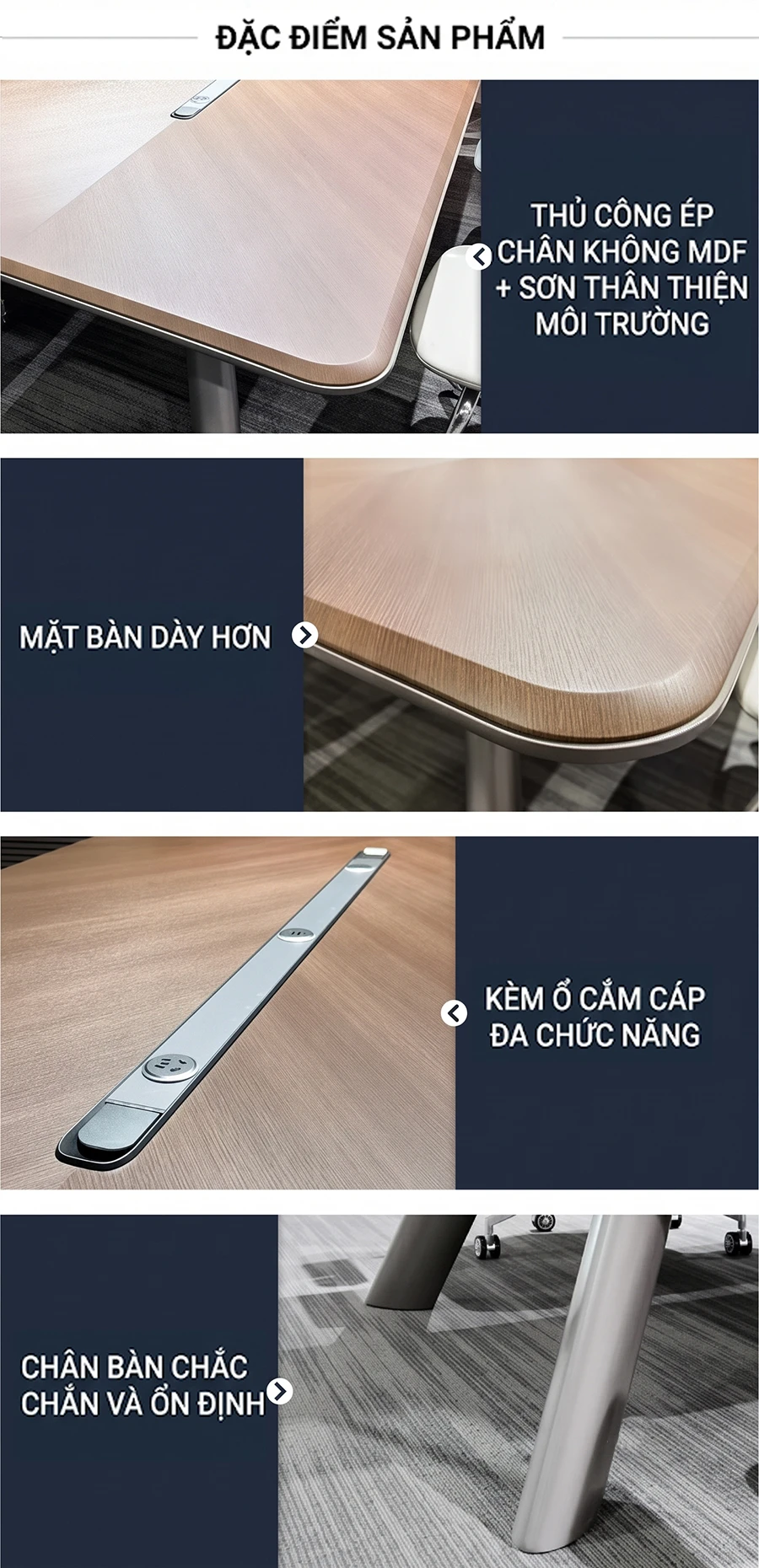 Bàn họp văn phòng 2m4 cao cấp Top Plus VL824E Bàn họp văn phòng 2m4 cao cấp Top Plus VL824E