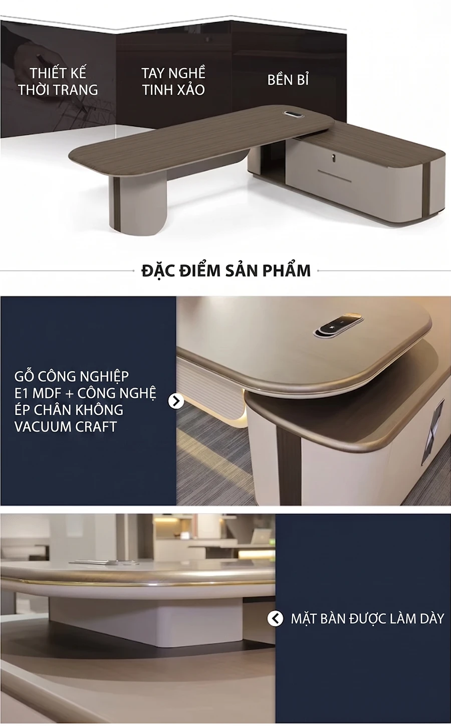 Bàn làm việc lãnh đạo chữ L cao cấp Top Pus VL818 Bàn làm việc lãnh đạo chữ L cao cấp Top Pus VL818