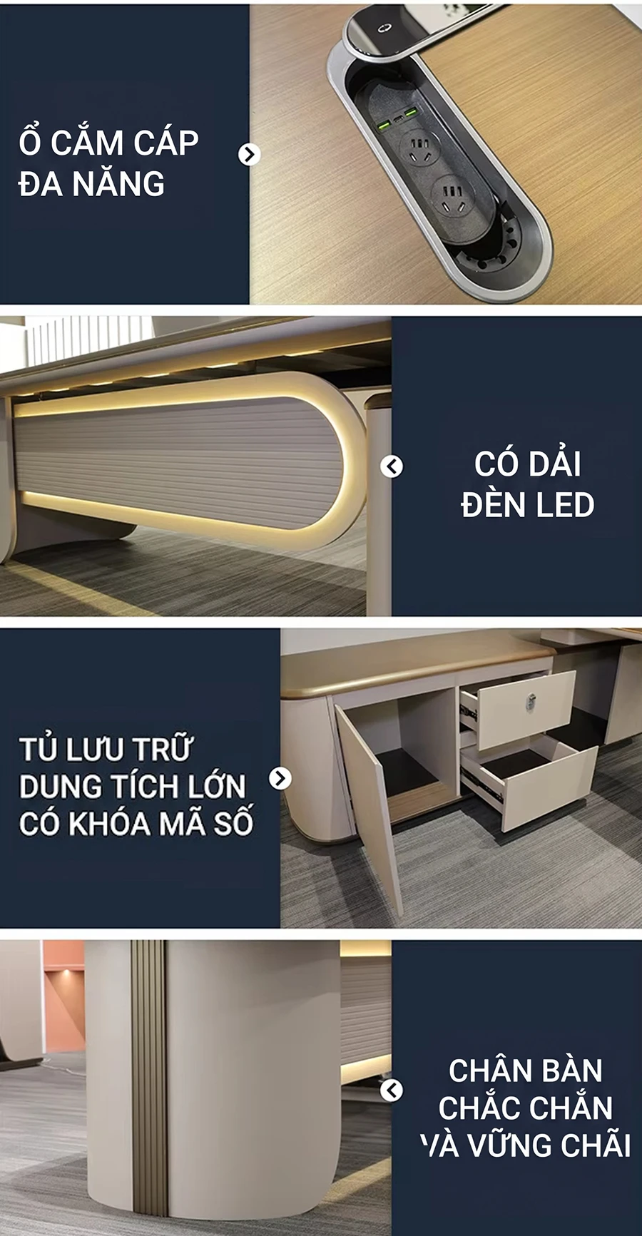 Bàn làm việc lãnh đạo chữ L cao cấp Top Pus VL818 Bàn làm việc lãnh đạo chữ L cao cấp Top Pus VL818