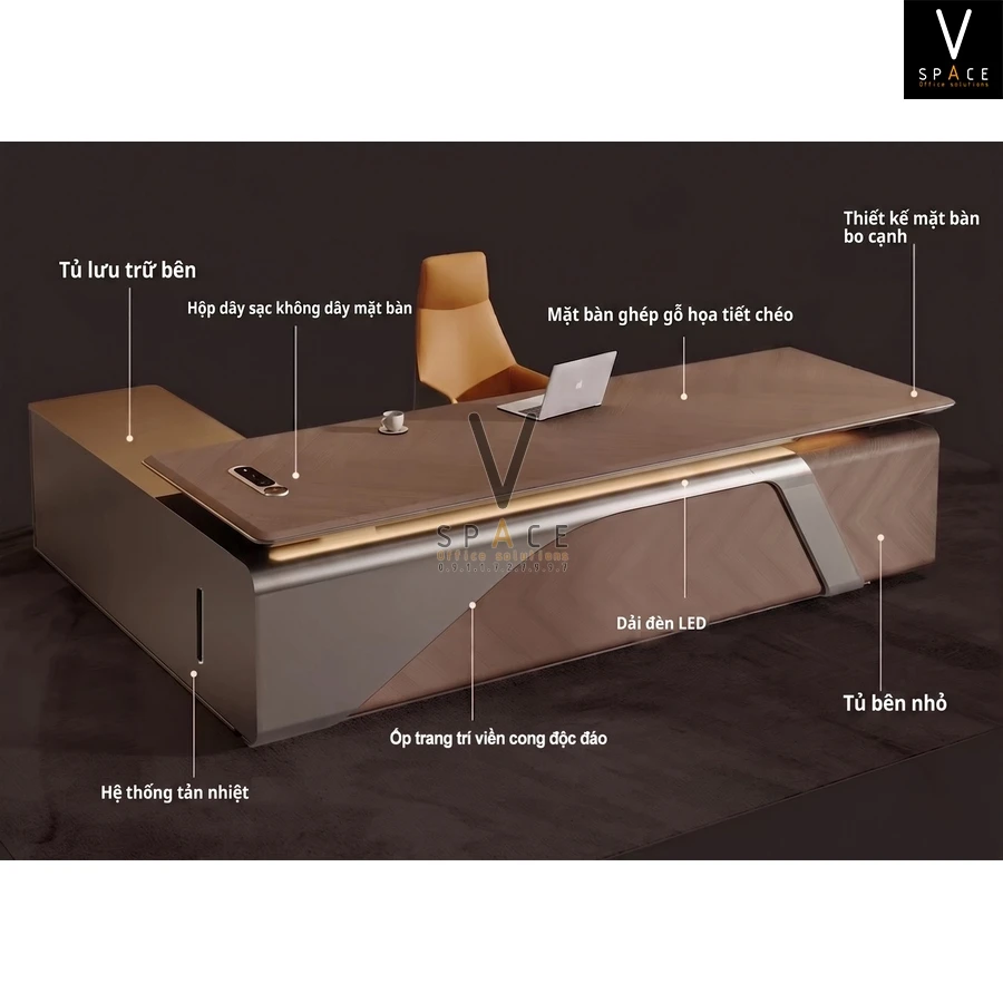 Bàn làm việc lãnh đạo hiện đại cao cấp Top Plus VL822