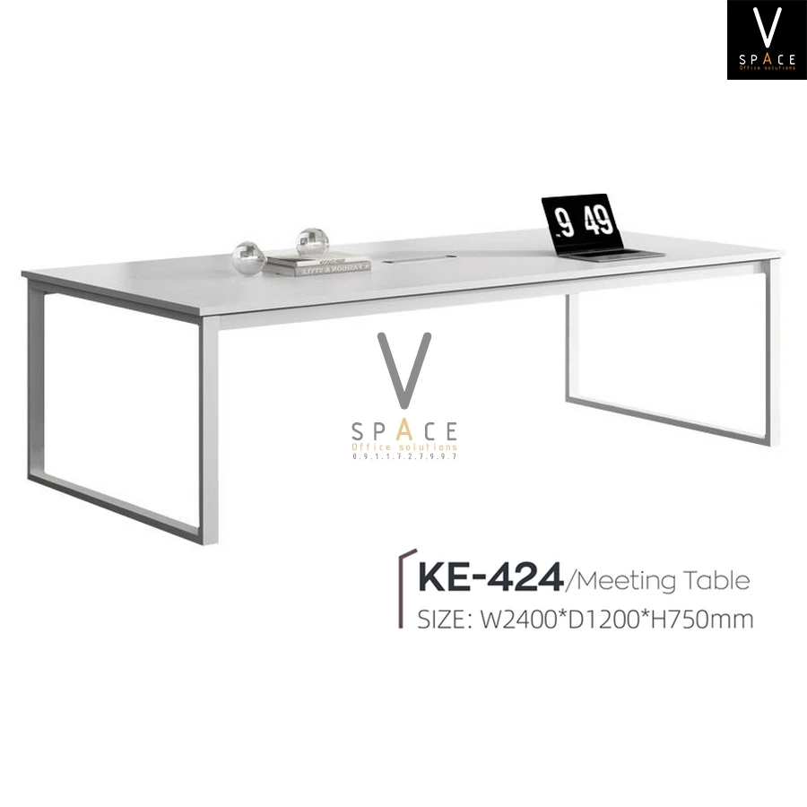 Bàn họp chân sắt màu trắng VKE424 Top Plus