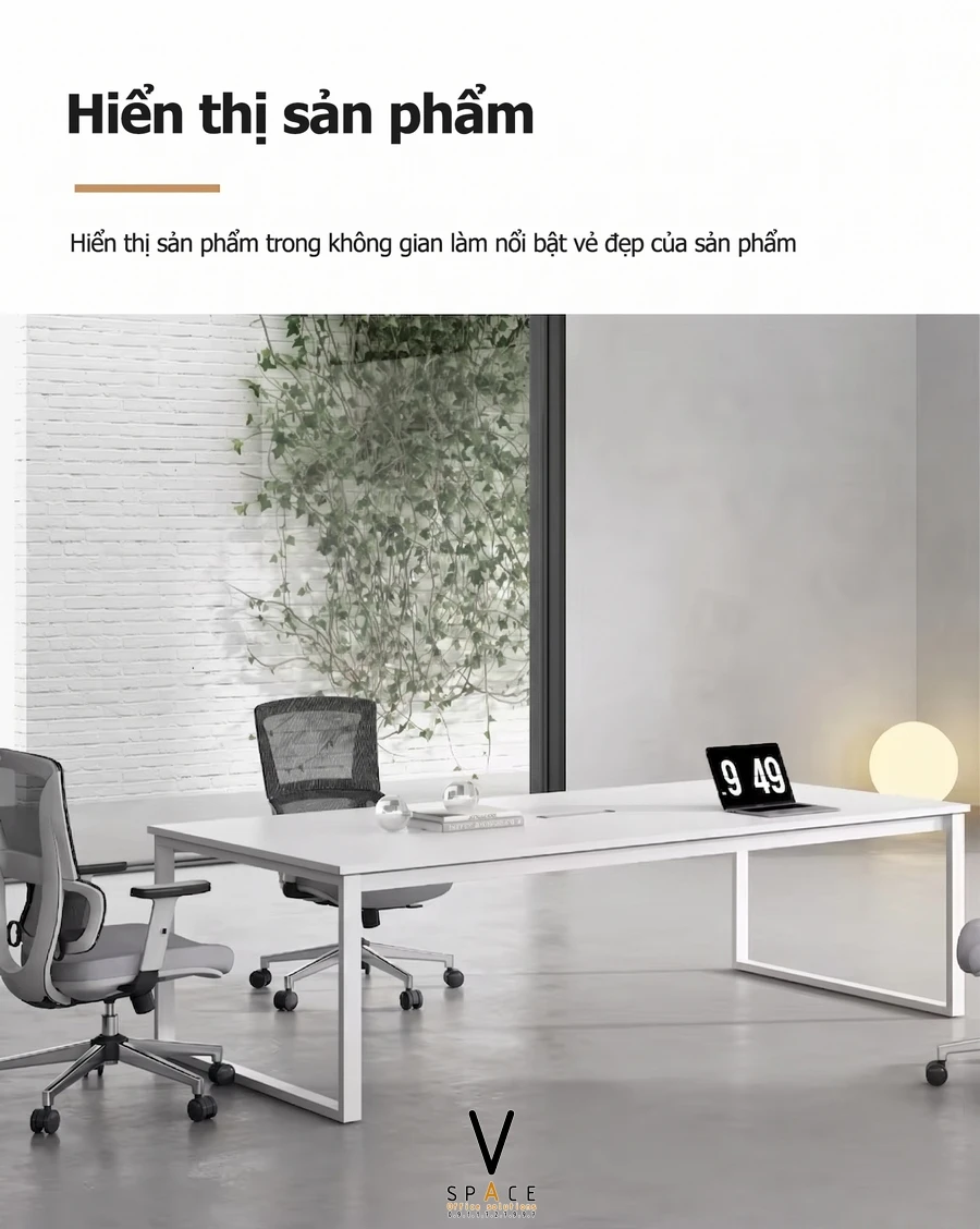 Bàn họp chân sắt màu trắng VKE424 Top Plus