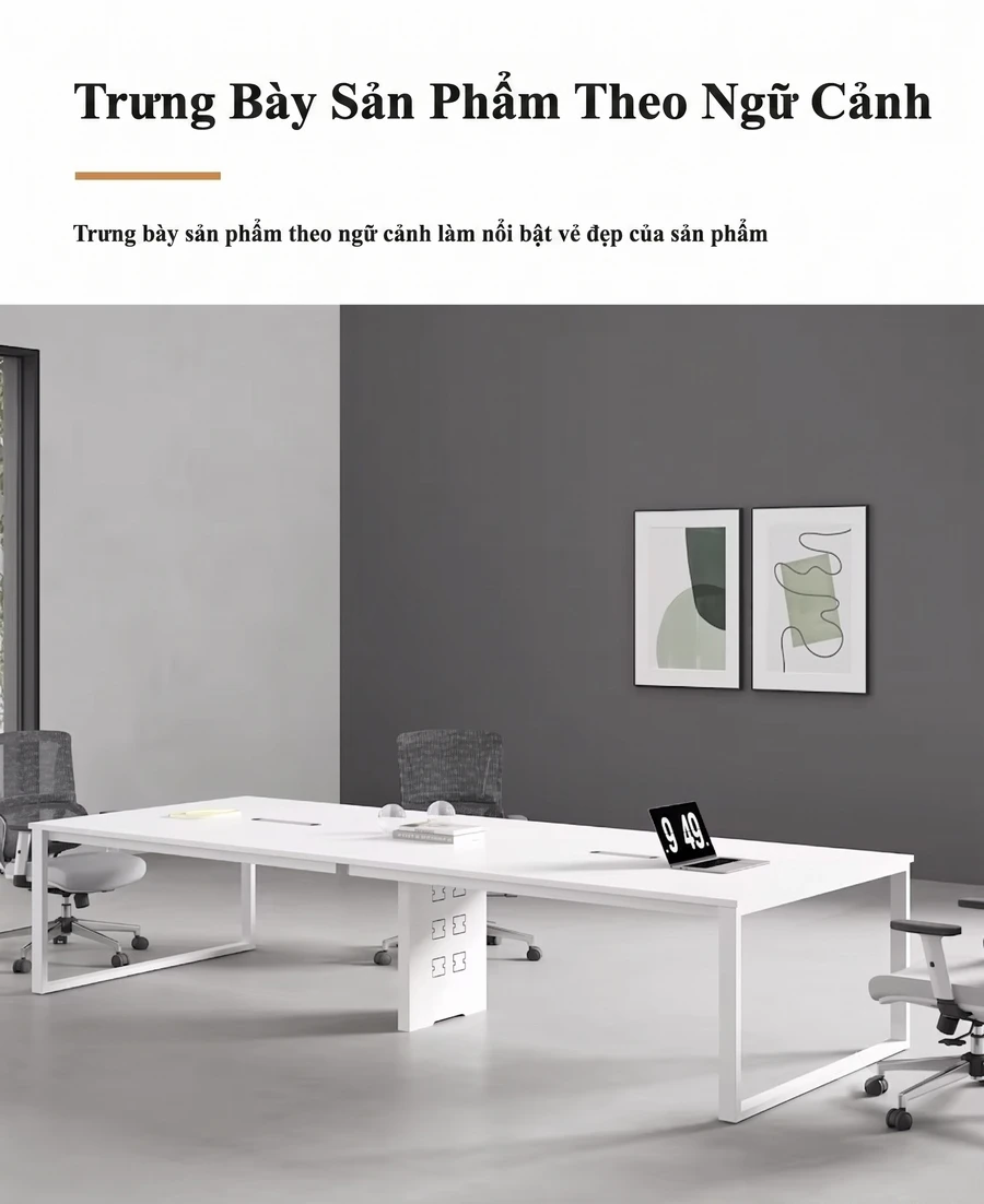Bàn họp văn phòng màu trắng VKE423 Top Plus