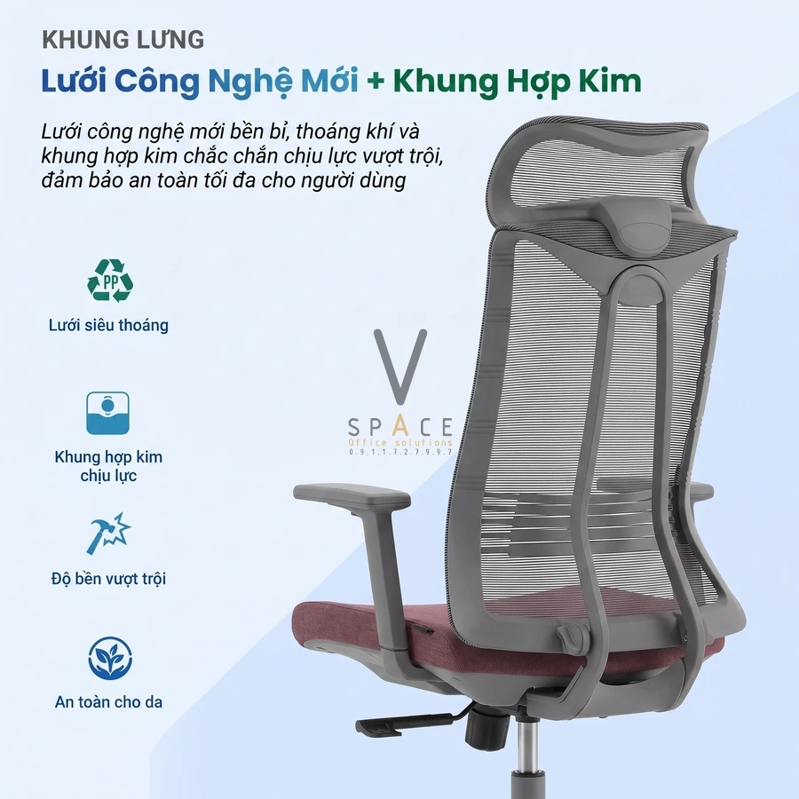 Ghế công thái học có tựa đầu VCMB253 Rainbow