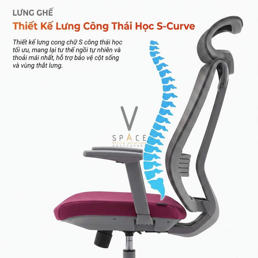 Ghế công thái học có tựa đầu VCMB253 Rainbow