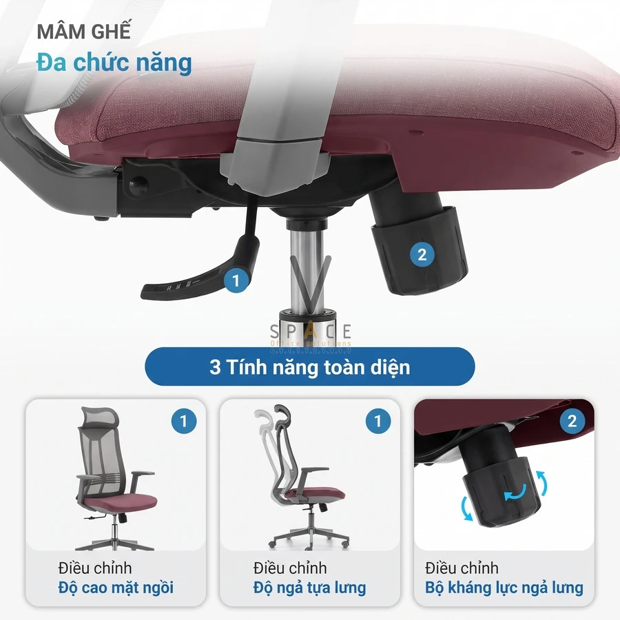 Ghế công thái học có tựa đầu VCMB253 Rainbow