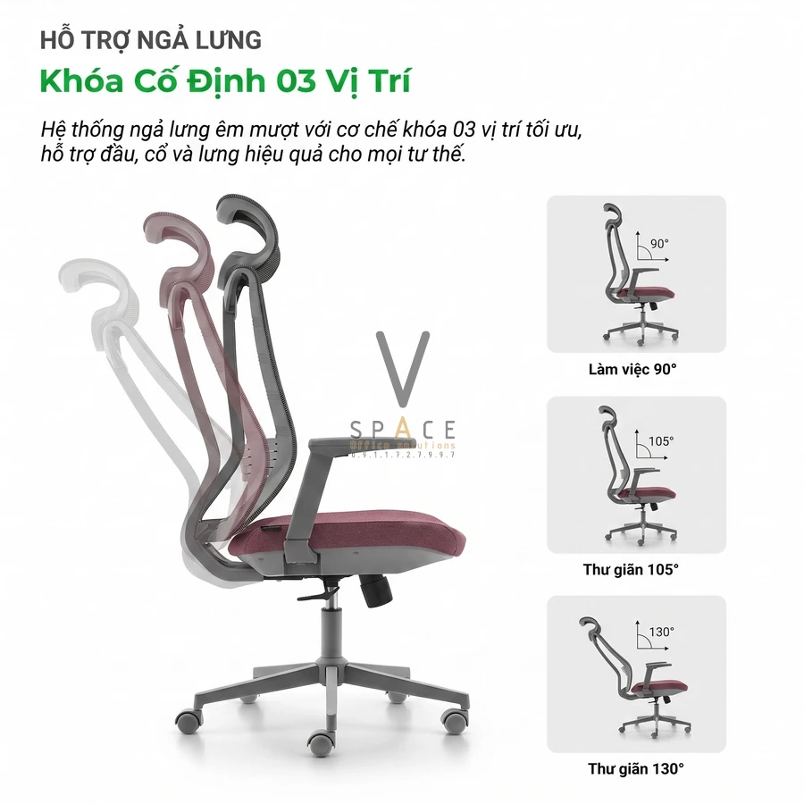 Ghế công thái học có tựa đầu VCMB253 Rainbow