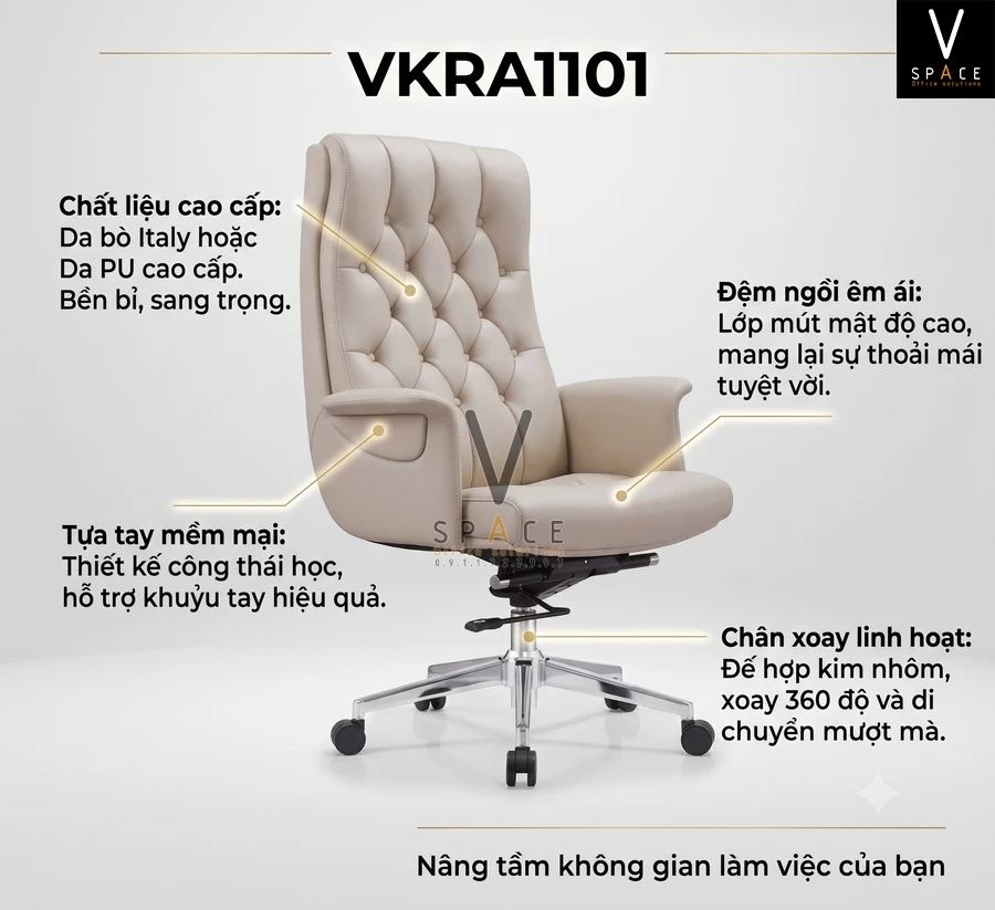 Ghế giám đốc da cao cấp VKRA1101 Top Plus