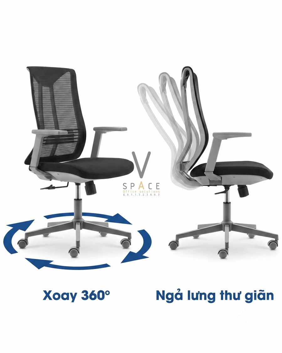 Ghế xoay lưới lưng trung VCMB253 Rainbow Ghế xoay lưới lưng trung VCMB253 Rainbow