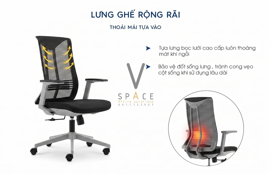 Ghế xoay lưới lưng trung VCMB253 Rainbow Ghế xoay lưới lưng trung VCMB253 Rainbow