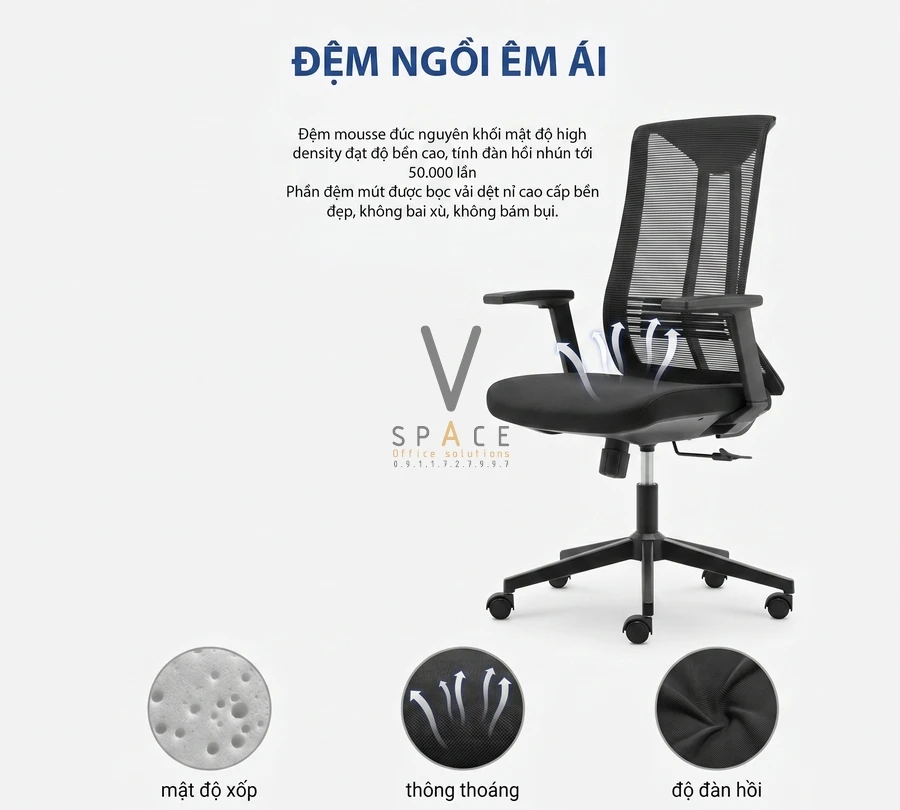 Ghế xoay lưới lưng trung VCMB253 Rainbow Ghế xoay lưới lưng trung VCMB253 Rainbow