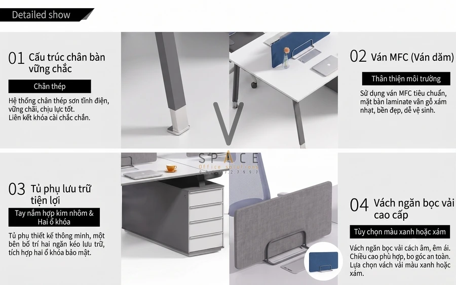 Module bàn làm việc 4 người VZ313 KANO