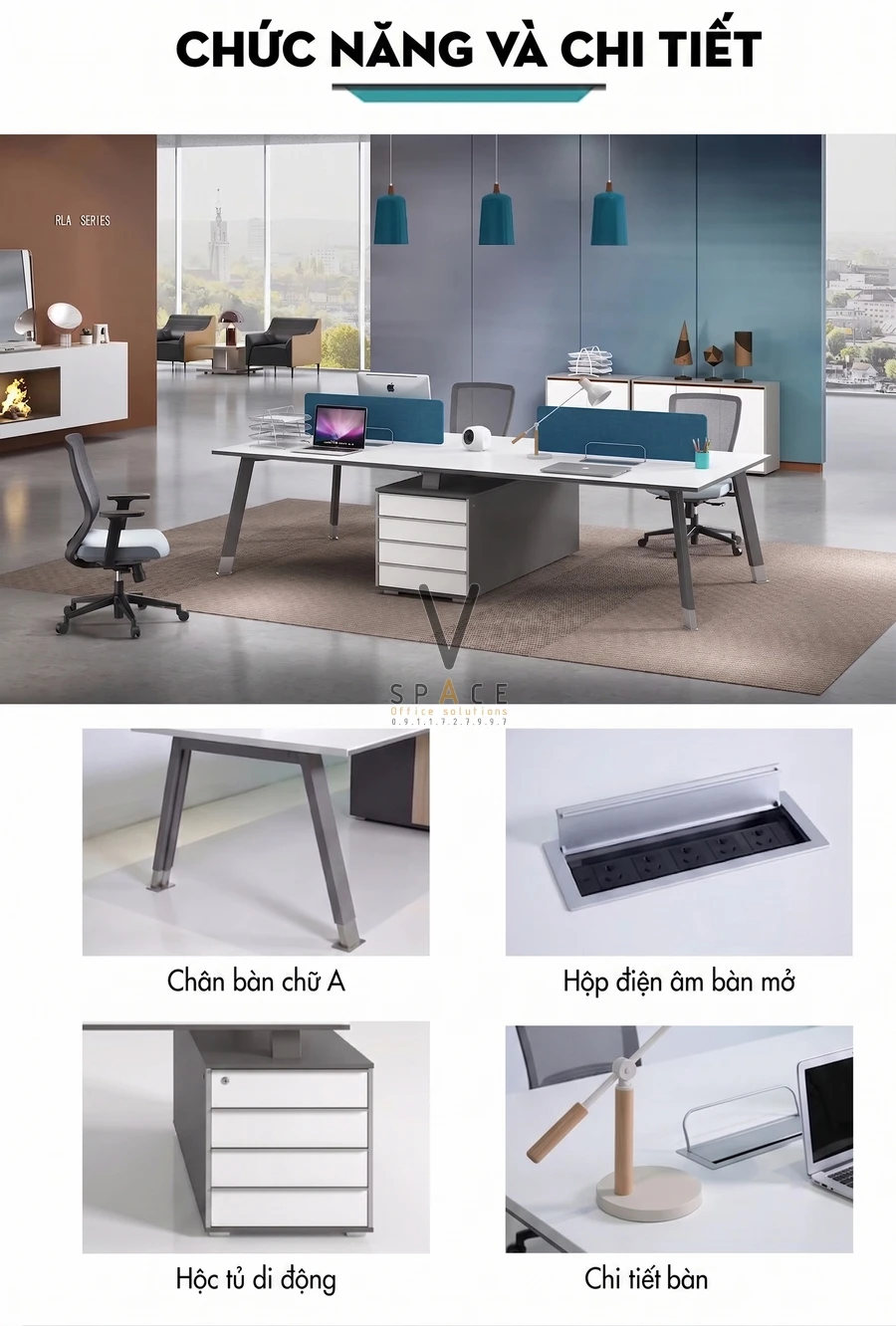 Module bàn làm việc 4 người VZ313 KANO